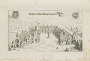 Alton - Exterior de la Escuela del Convento de San Juan: grabado, 1842 de Augustus Welby Northmore Pugin