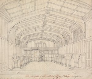 Capilla del Palacio Arzobispal, Croydon: Vista desde el East End de Augustus Welby Northmore Pugin