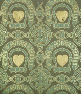 Diseño de papel tapiz eclesiástico con motivo de corazón de Augustus Welby Northmore Pugin