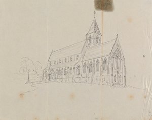 Boceto de una iglesia gótica de Augustus Welby Northmore Pugin