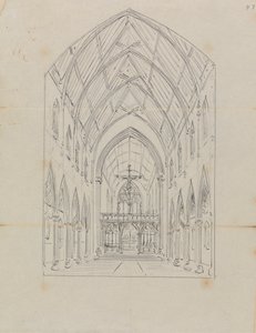 Boceto del interior de una iglesia gótica de Augustus Welby Northmore Pugin