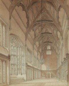 Interior de un salón universitario de Augustus Welby Pugin