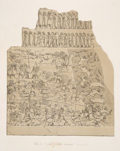 Un campo de batalla (Kouyunjik), de Monumentos de Nínive, pub. 1849 de Austen Henry Layard