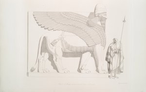 Un león alado con cabeza humana de Nimrud [Calah], 1849