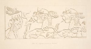 Guerreros asirios a caballo, de Monumentos de Nínive, pub. 1849