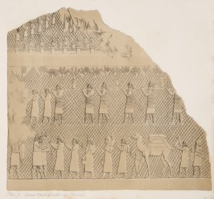Cautivos y parte de la ciudad amurallada (Kouyunjik), ilustración de Monumentos de Nínive, 1858 de Austen Henry Layard