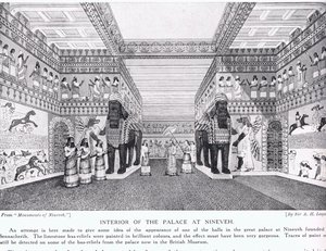 Interior del Palacio de Nínive, ilustración de 