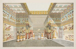 Reconstrucción del salón de un palacio asirio, de Monumentos de Nínive, pub. 1849 de Austen Henry Layard