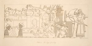 El asedio de una ciudad, de Monumentos de Nínive, pub. 1849 de Austen Henry Layard