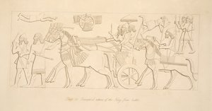 Retorno triunfal del rey de la batalla, de Monumentos de Nínive, pub. 1849