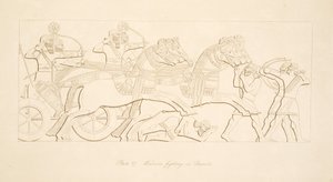 Guerreros luchando en carros, de Monumentos de Nínive, pub. 1849