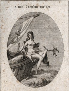 Alegoría de la abundancia marítima representada por Ceres sentada en la proa de un barco. Ella sostiene un ramo de cáñamo, una rama de rodilla en la que están adheridos capullos de gusanos de seda. Está apoyada en granos que cuelgan en la parte trasera del de Austrian School