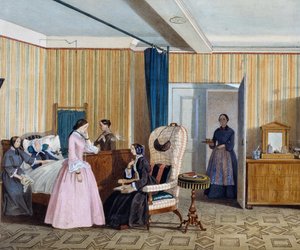 Dormitorio estilo Biedermeier, acuarela, Austria de Austrian School