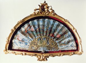 Abanico, decorado con una escena de una fiesta campestre, perteneciente a la Emperatriz Isabel de Austrian School