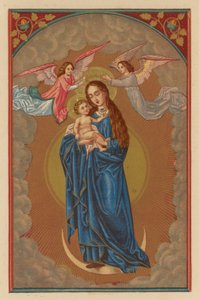 bebé jesús señalando flores (chromolitho) de Austrian School