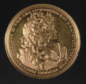 Medallón con retratos de los Emperadores del Sacro Imperio Romano Leopoldo I (1640-1705) y José I (1678-1711) por Philipp Heinrich, 1692