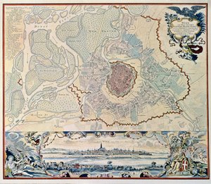 Plano de la ciudad de Viena, según un grabado de 1720 (grabado) de Austrian School