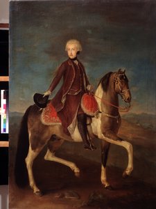 Retrato ecuestre de la emperatriz María Teresa de Habsburgo de Austria (1717-1780). Pintura de la escuela austriaca entre 1740 y 1750 (siglo XVIII). Estilo clásico. Óleo sobre tela. Museo Pushkin, Moscú. de Austrian School