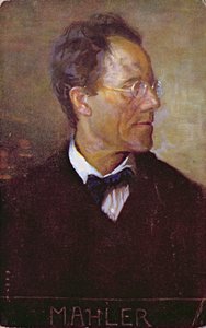 Tarjeta postal con un retrato de Gustav Mahler (1860-1911) c.1910 (litografía en color) de Austrian School