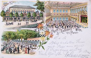 Postal de la casa de café Pertls en el Prater, Viena, 1901 de Austrian School