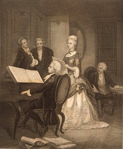 Wolfgang Amadeus Mozart acompañando a Caterina Maddalena Giuseppa (grabado) de Austrian School