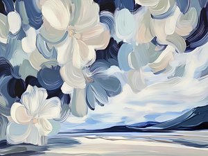 Paisaje floral azul de Avanesova Elena