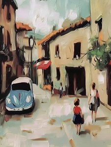 Una encantadora escena callejera europea