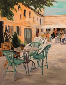 Una cafetería al aire libre con mucho encanto