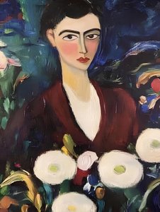 Mujer elegante con flores