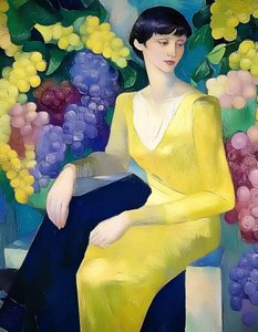 Mujer elegante con uvas