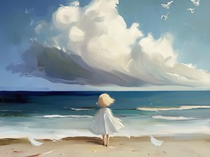 Chica contemplando el mar