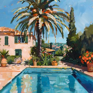 Villa mediterránea junto a la piscina