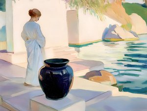 Jarrón azul «Mujer serena»