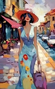 Una mujer elegante paseando por la ciudad