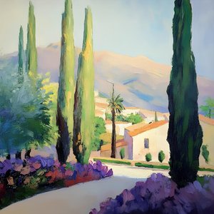 Pueblo soleado del Mediterráneo de Avanesova Elena