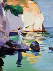 Mujer en las rocas de la costa de Avanesova Elena