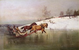 Una carrera (óleo sobre lienzo) de Axel Hjalmar Ender