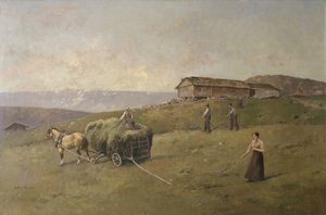 Driving Hay (óleo sobre lienzo) de Axel Hjalmar Ender