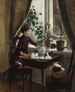 Interior con Niña (óleo sobre lienzo) de Axel Hjalmar Ender