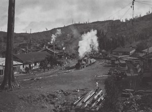 Japón: Numanohira, Transporte de madera (foto b/n) de Axel von Graefe