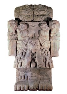 Civilización azteca: estatua de piedra de la Diosa de la Tierra, Creación y Muerte Coatlicue de Aztec Aztec