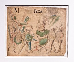 Códice Lienzo de Tlaxcala / Combate entre guerreros (manuscrito)