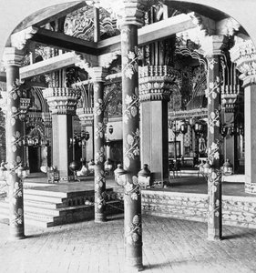El salón durbar Mahratta, Palacio de la Princesa de Tanjore, Tanjore Thanjavur, India, 1901 de B. L. Singley