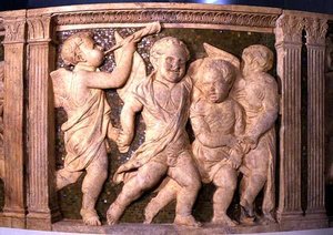 Panel post-restauración No.VI del púlpito exterior de la Catedral de Prato de B. di Donatello and Michelozzo