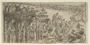 Dante perdido en el bosque: escapando y encontrando a Virgilio, Canto I de Baccio Baldini