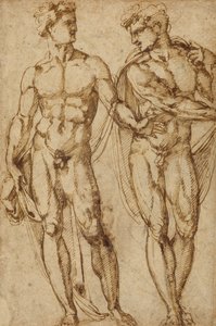 Estudio de dos hombres (anverso); Estudio de la cabeza de un hombre barbudo (reverso) de Baccio Bandinelli