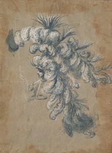 Diseño para un tocado lujoso con plumas, ca. 1620-56