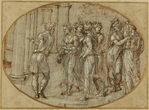Odiseo y las hijas de Licomedes de Baldassare Peruzzi