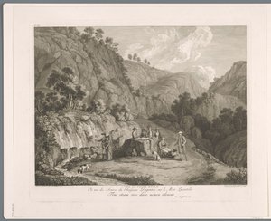 Vista de la fuente en Monti Lucretili Vüe ​​​​de fonte bello (título sobre objeto) Suite de VI vues des Environs de Rome (...) (título de la serie) de Balthasar Anton Dunker
