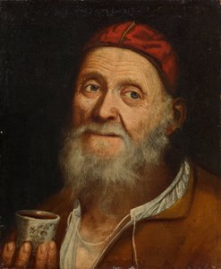Viejo con una taza de café de Balthasar Denner
